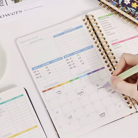 Vintage Flower Budget Planner: A5 Undated Financial Organizer with Expense Track - Picture 4 of 7